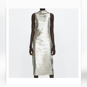 ZARA Knit Sequined Sleeveless Midi Dress Small